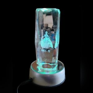 Crystal LED Light with Engraved Design